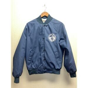 Vintage Air Force Academy Bomber Jacket Fire Deparment West Ark Blue 80s Medium